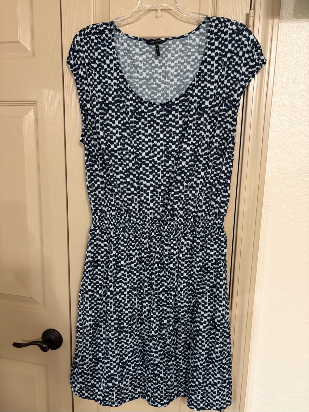 Daisy Fuentes Navy and White Mini Dress with Elastic Waist